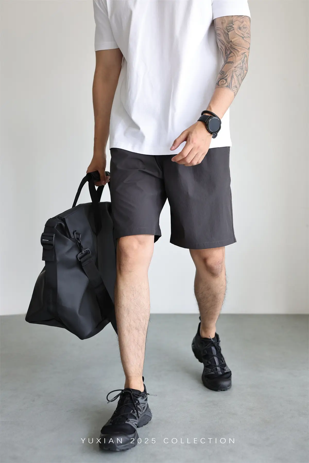 Men's Grey Teflon Shorts with Drawstring — feature 45