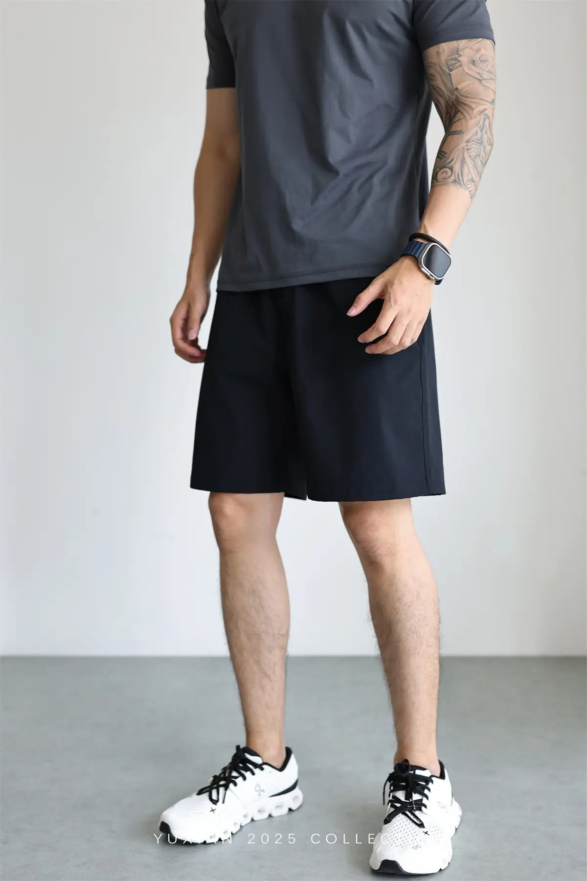 Men's Grey Teflon Shorts with Drawstring — feature 49