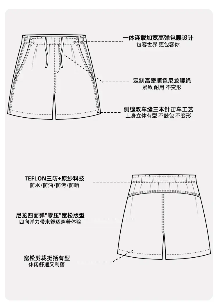 Men's Grey Teflon Shorts with Drawstring — feature 5
