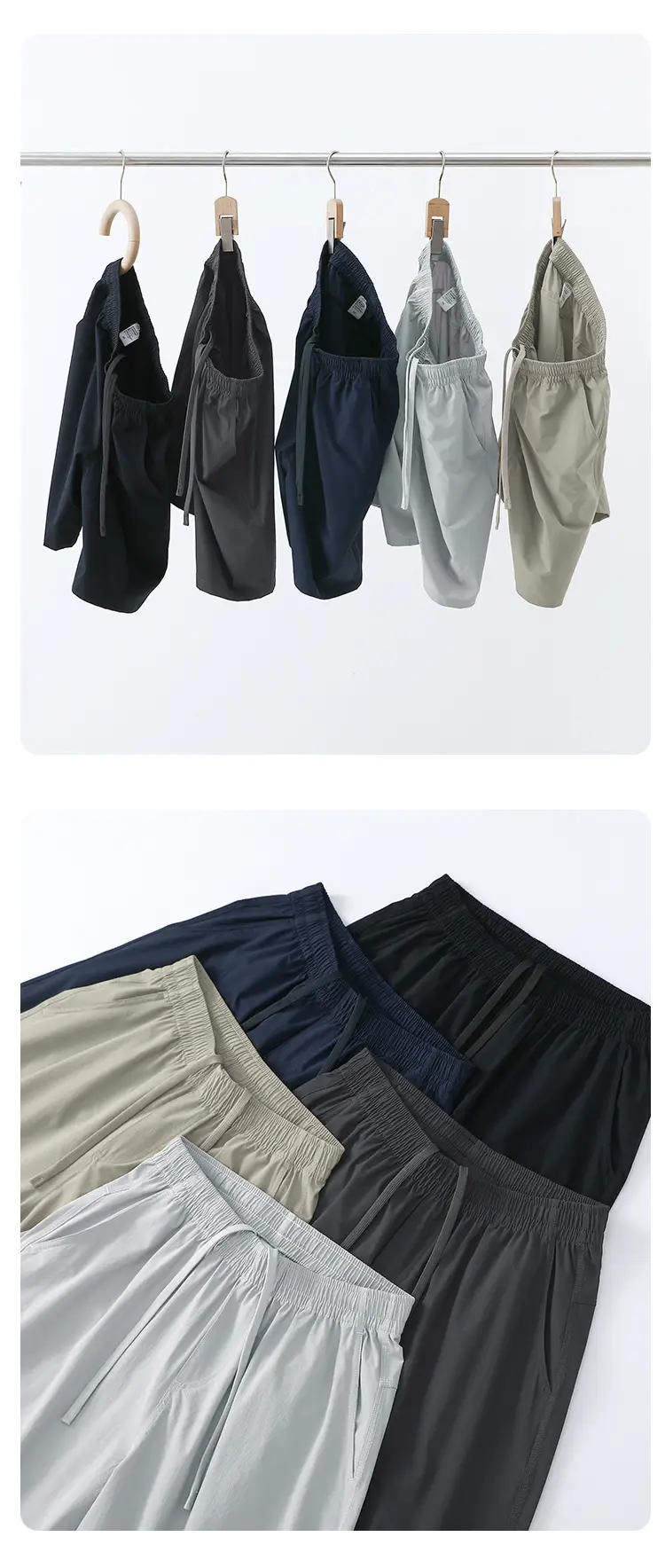 Men's Grey Teflon Shorts with Drawstring — feature 6