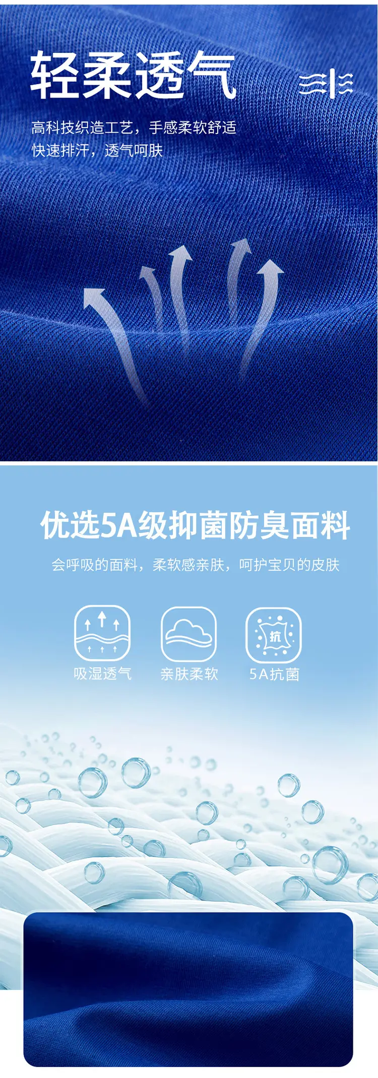 Primary School Boys Girls Uniform Blue White Deodorant Shirt Shorts Set — feature 6