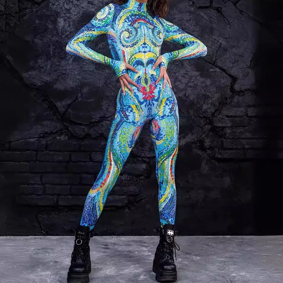 2023 3D Printed Slim Jumpsuit Halloween Streetwear