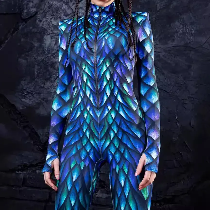 2023 3D Printed Slim Jumpsuit Halloween Streetwear