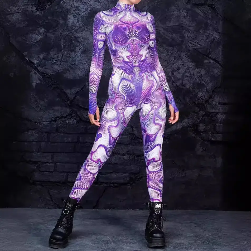 2023 3D Printed Slim Jumpsuit Halloween Streetwear