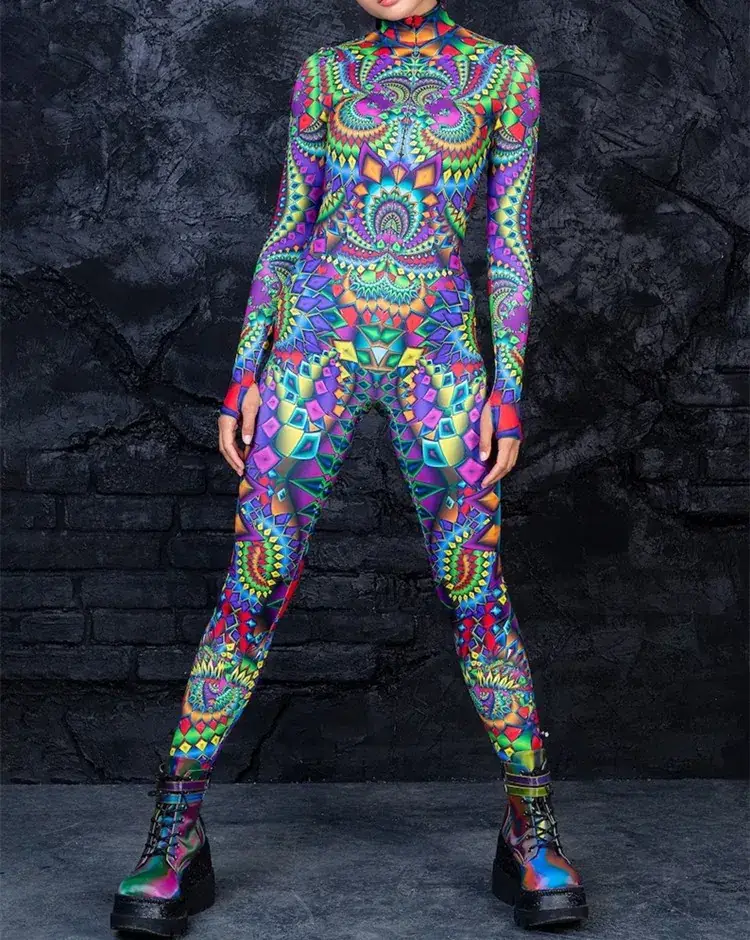2023 3D Printed Slim Jumpsuit Halloween Streetwear