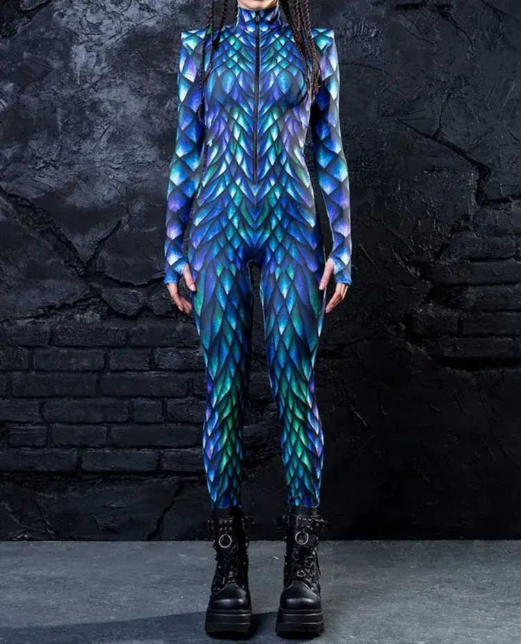 2023 3D Printed Slim Jumpsuit Halloween Streetwear