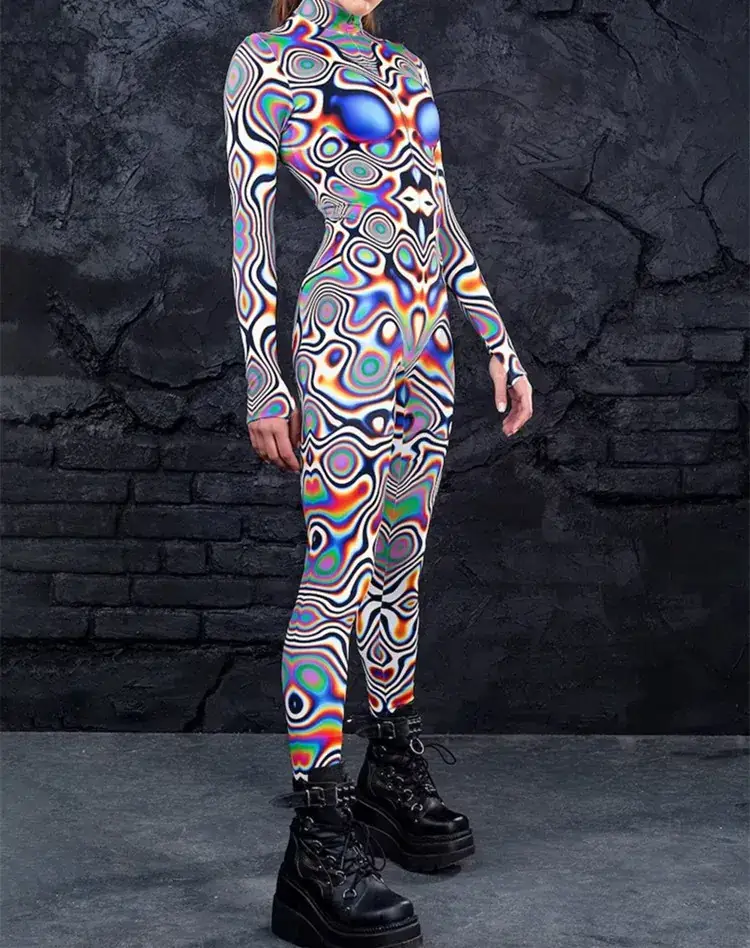 2023 3D Printed Slim Jumpsuit Halloween Streetwear