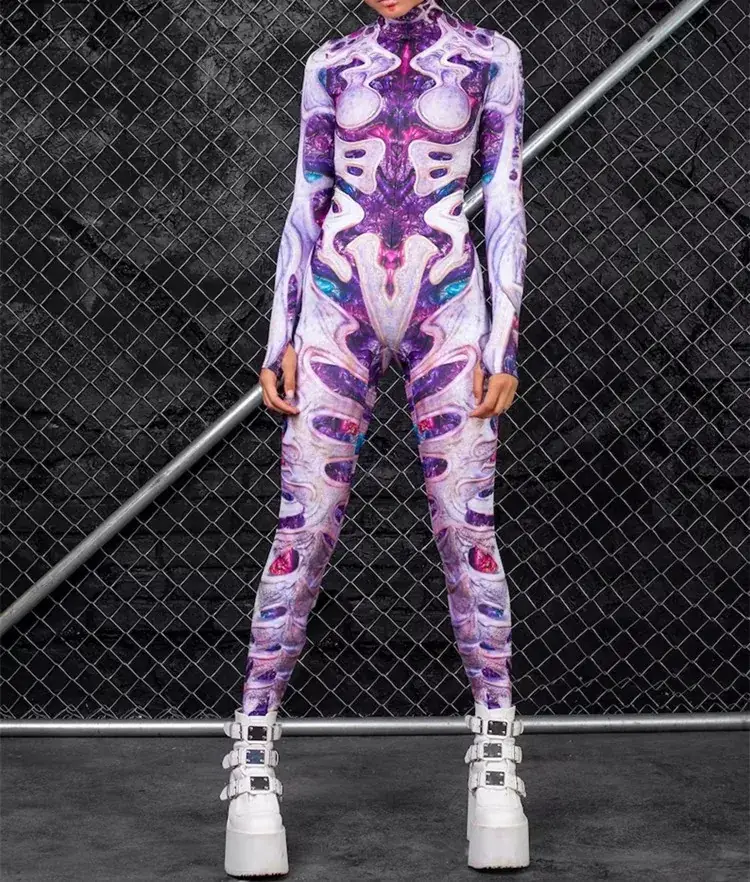 2023 3D Printed Slim Jumpsuit Halloween Streetwear