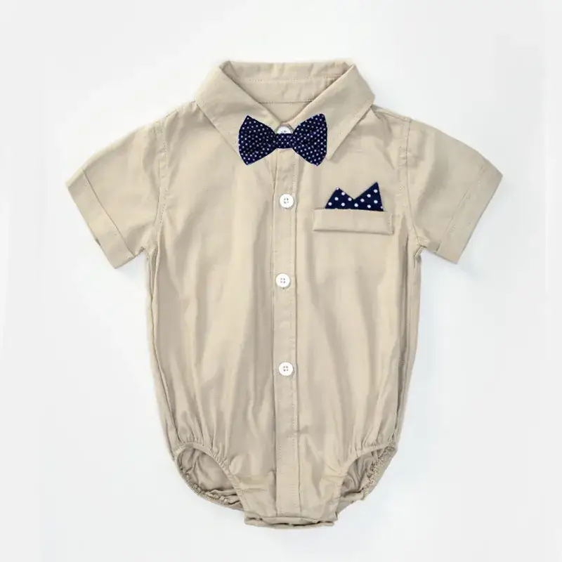 Baby Boy Short Sleeve Bow Tie Harem Dress Mint - Image 2