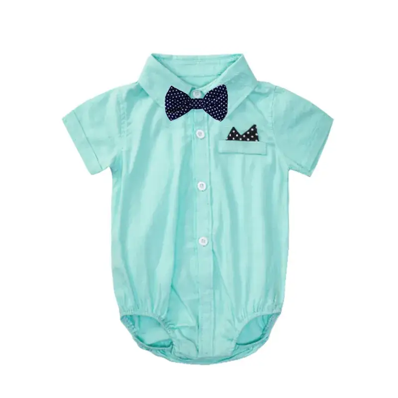 Baby Boy Short Sleeve Bow Tie Harem Dress Mint - Image 4