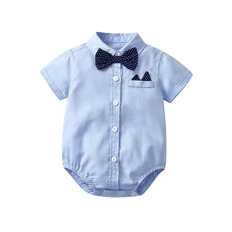 Baby Boy Short Sleeve Bow Tie Harem Dress Mint - Image 3
