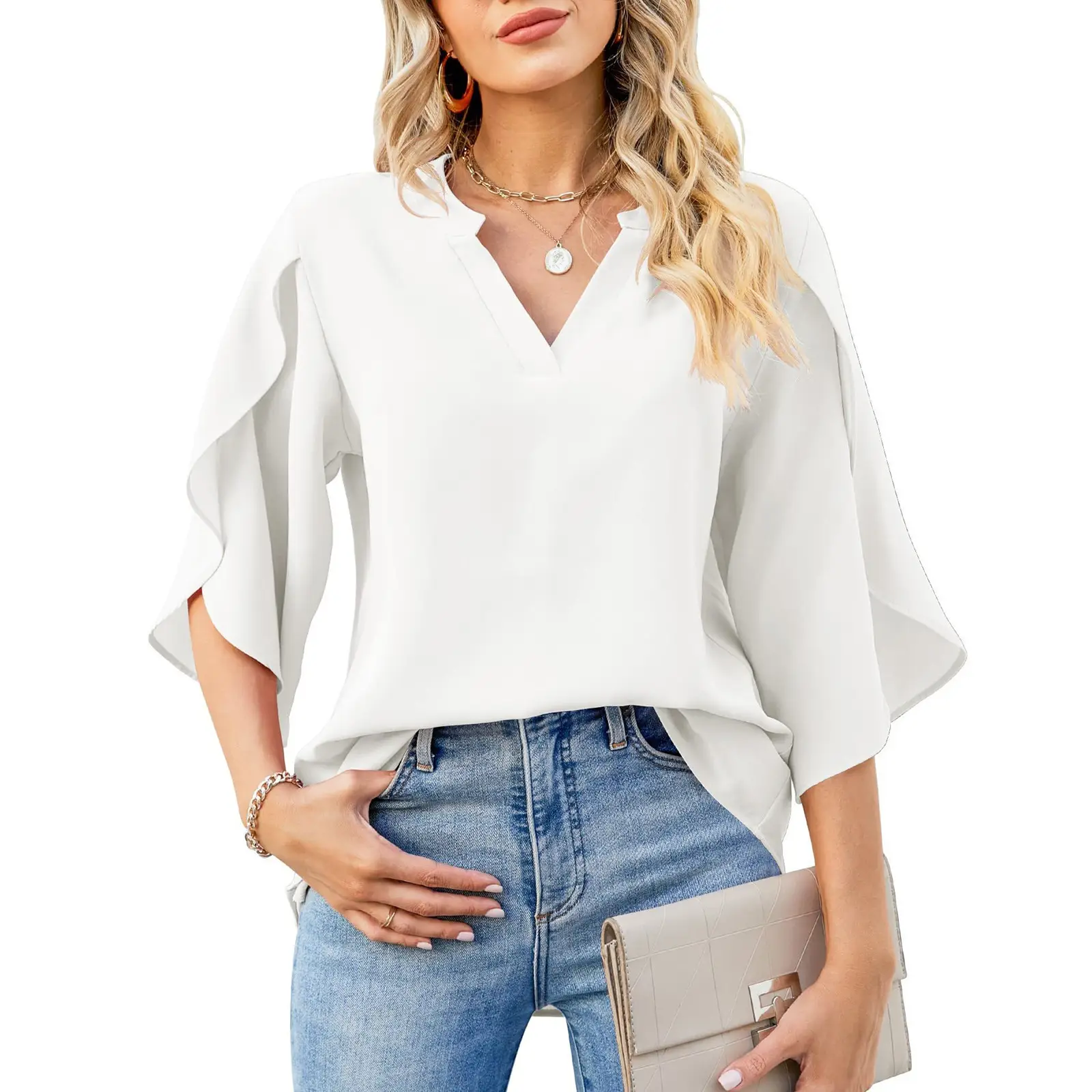 2025 Blue V-Neck Chiffon Top for Women - Image 5