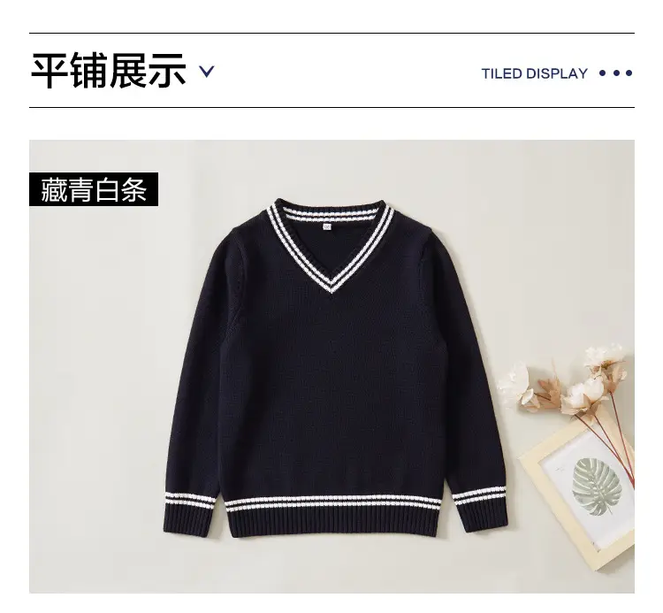 Black V-Neck Knitwear Pullover for Girls Boys — feature 10