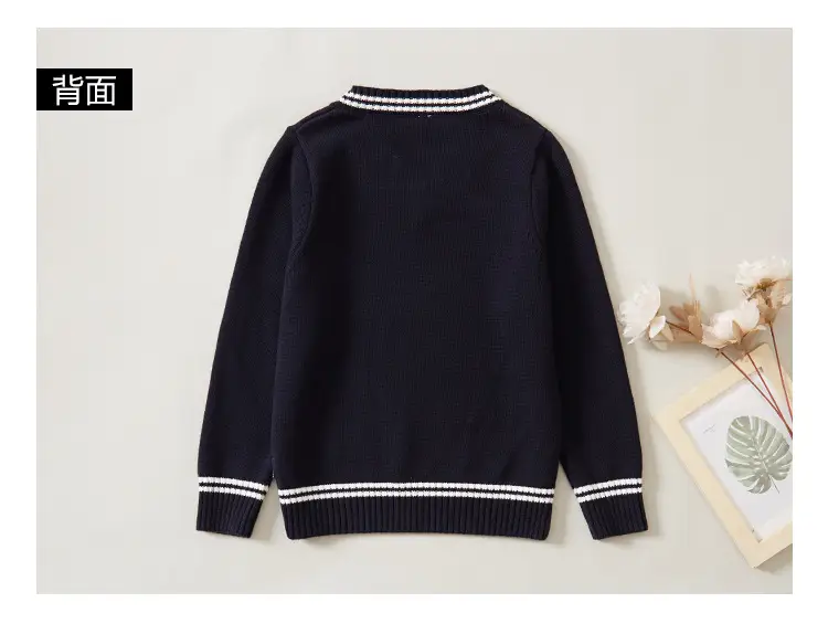 Black V-Neck Knitwear Pullover for Girls Boys — feature 11