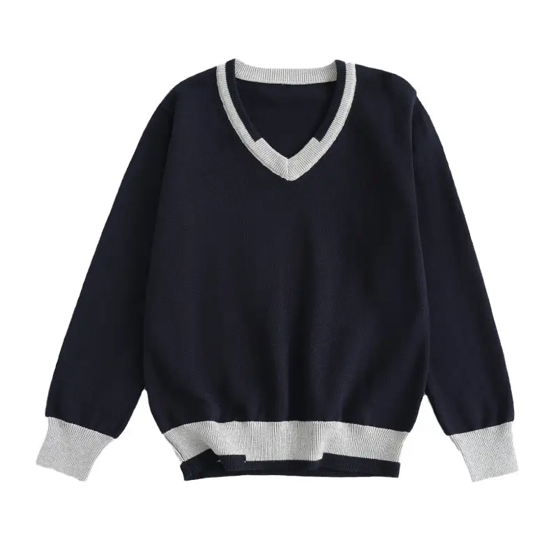 Black V-Neck Knitwear Pullover for Girls Boys