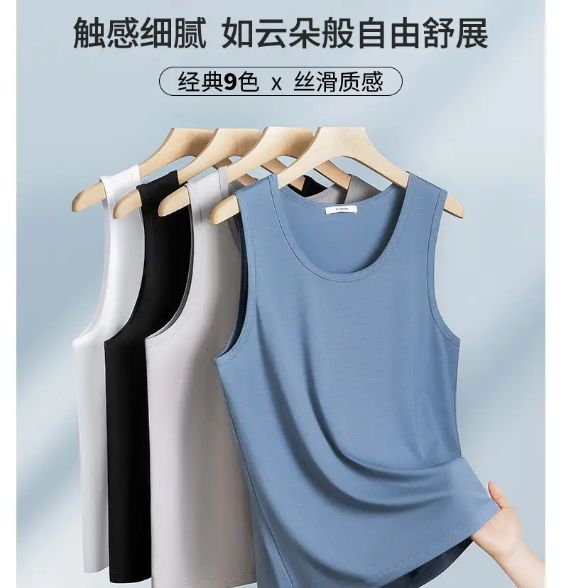 Men's Blue White Slim Fit Waistcoat T-Shirt — feature 11