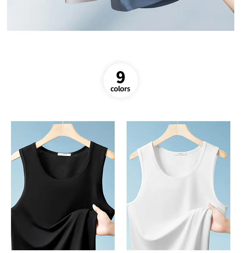Men's Blue White Slim Fit Waistcoat T-Shirt — feature 12