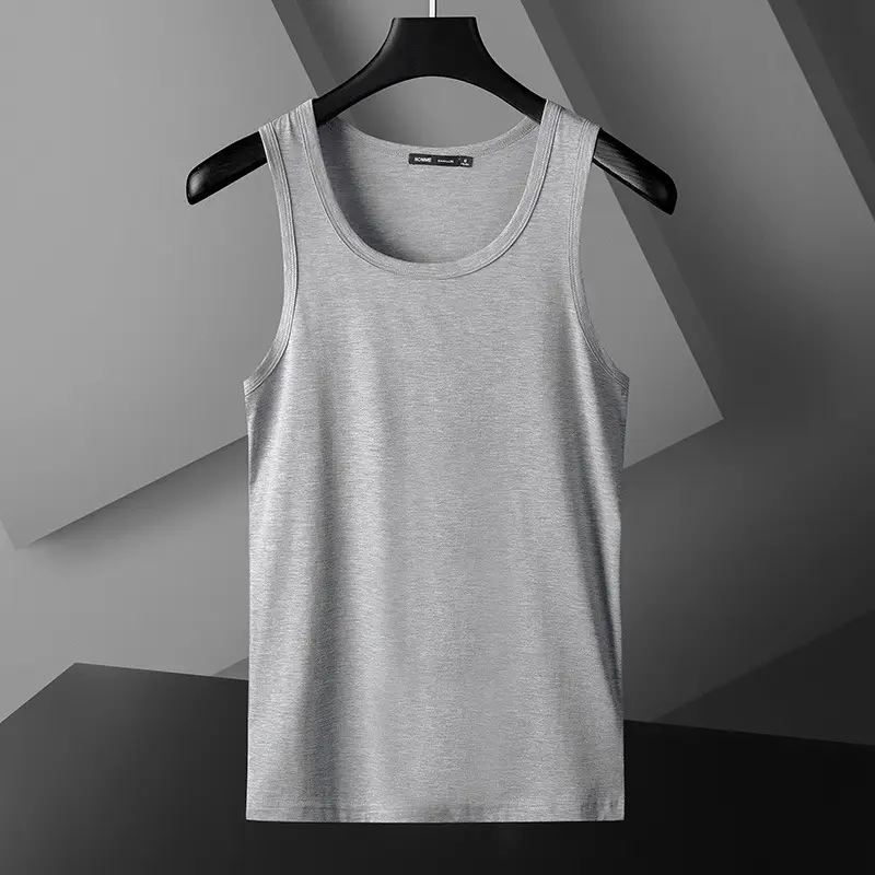 Men's Blue White Slim Fit Waistcoat T-Shirt