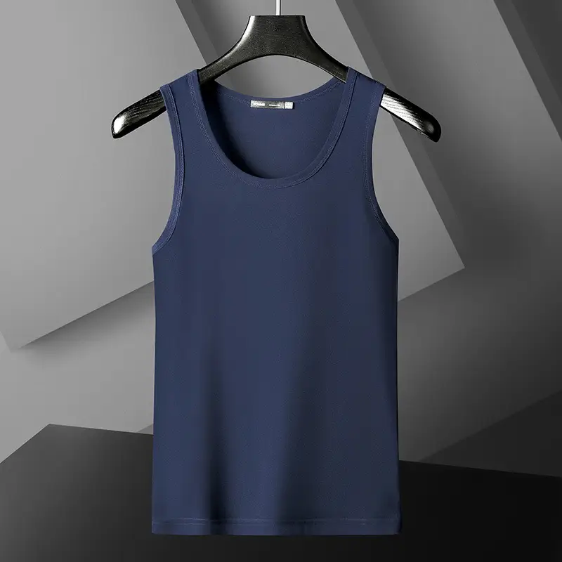 Men's Blue White Slim Fit Waistcoat T-Shirt