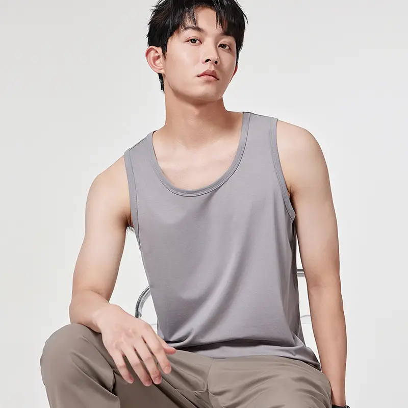 Men's Blue White Slim Fit Waistcoat T-Shirt