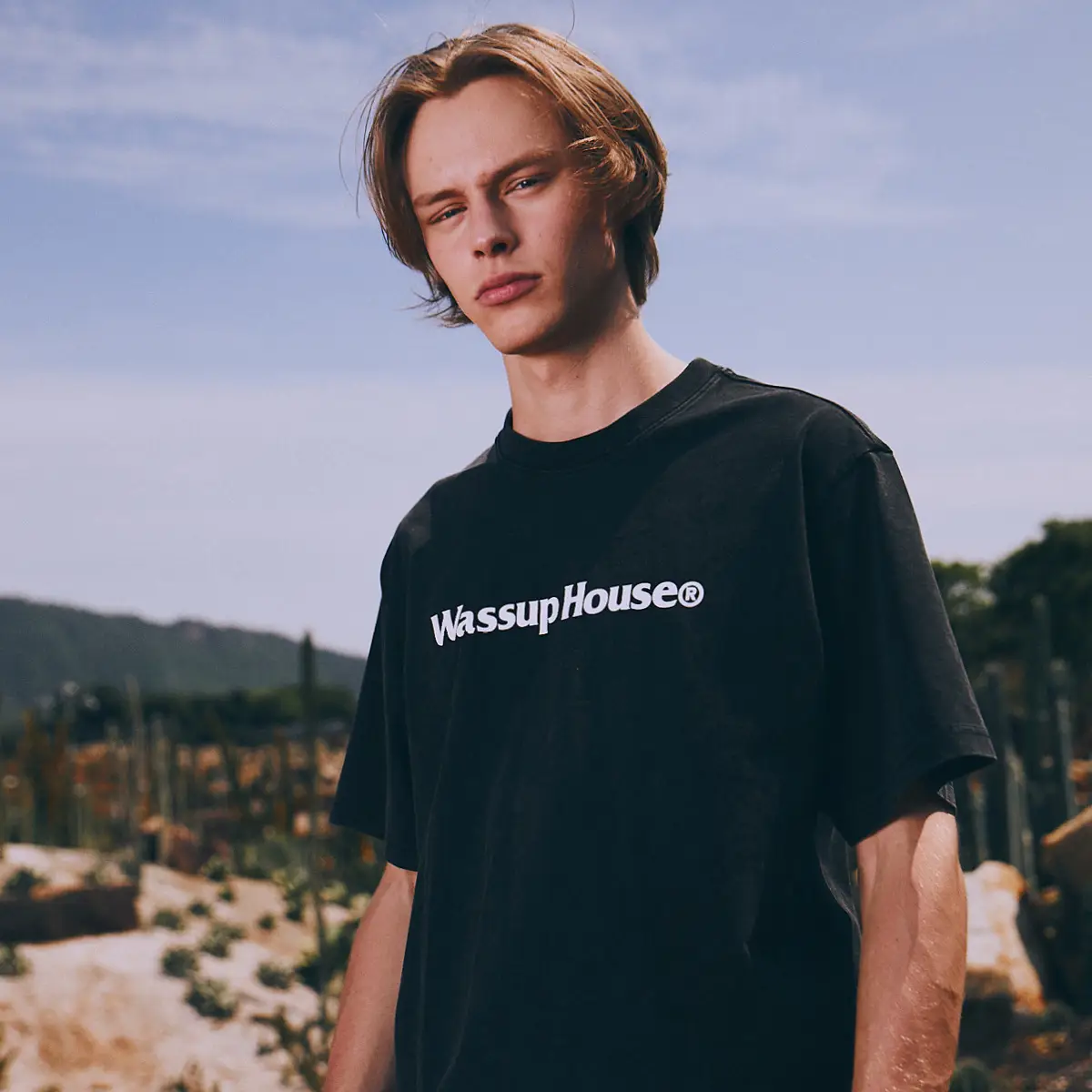 Wassup House Logo Printed Black T-Shirt Large