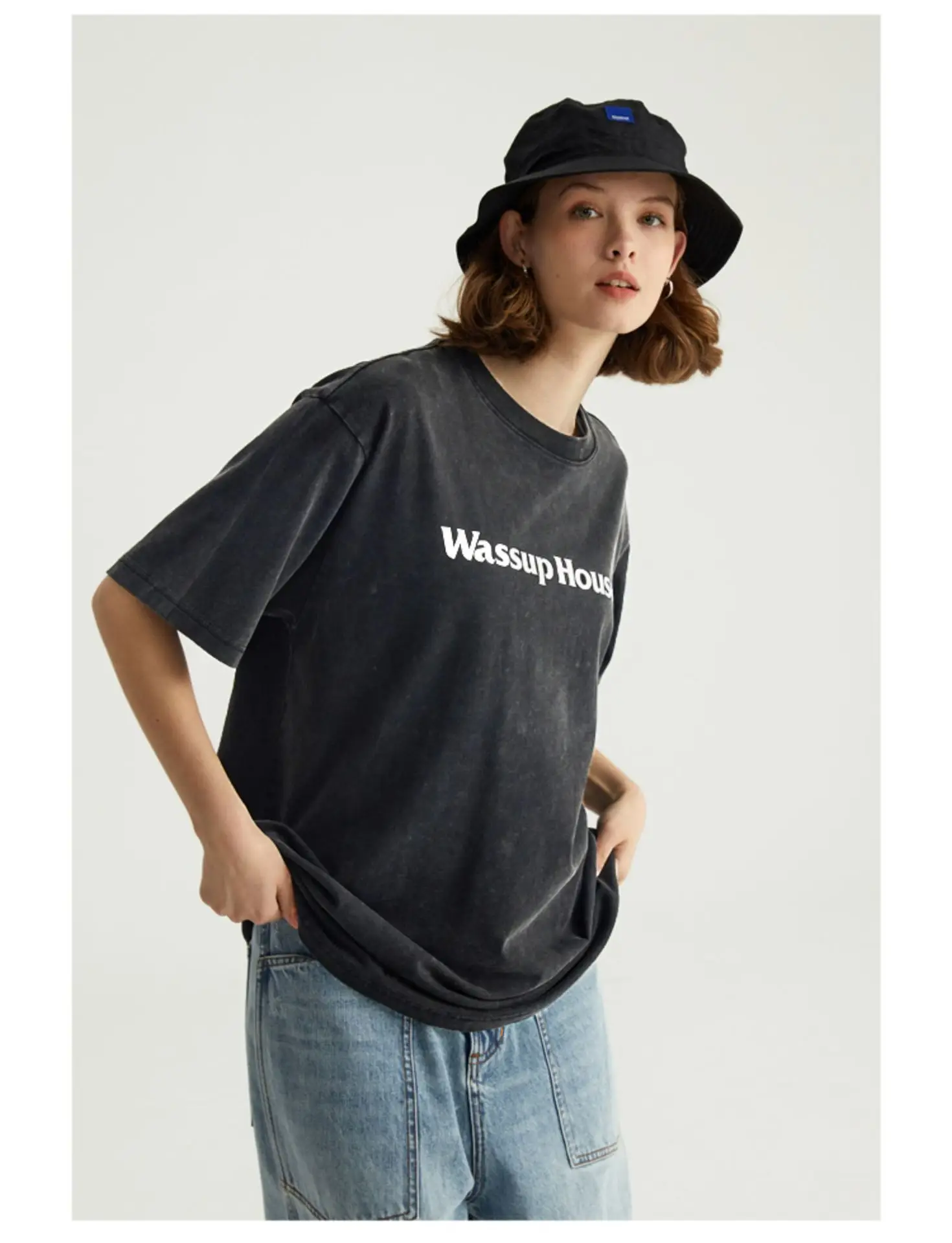 Wassup House Logo Printed Black T-Shirt Large — feature 5