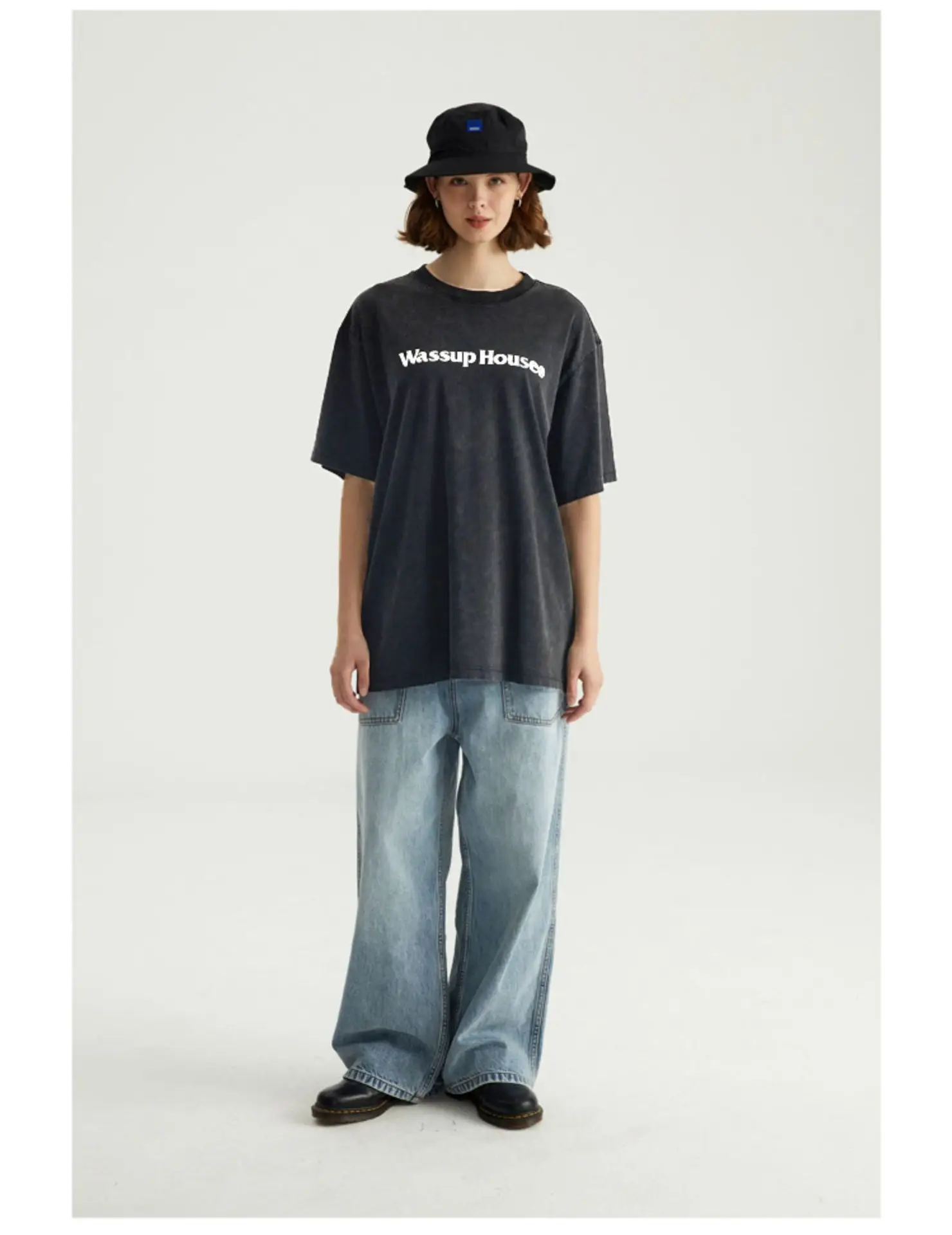 Wassup House Logo Printed Black T-Shirt Large — feature 6