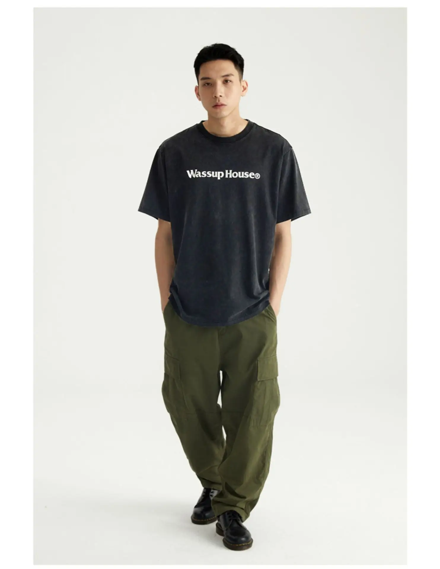 Wassup House Logo Printed Black T-Shirt Large — feature 7