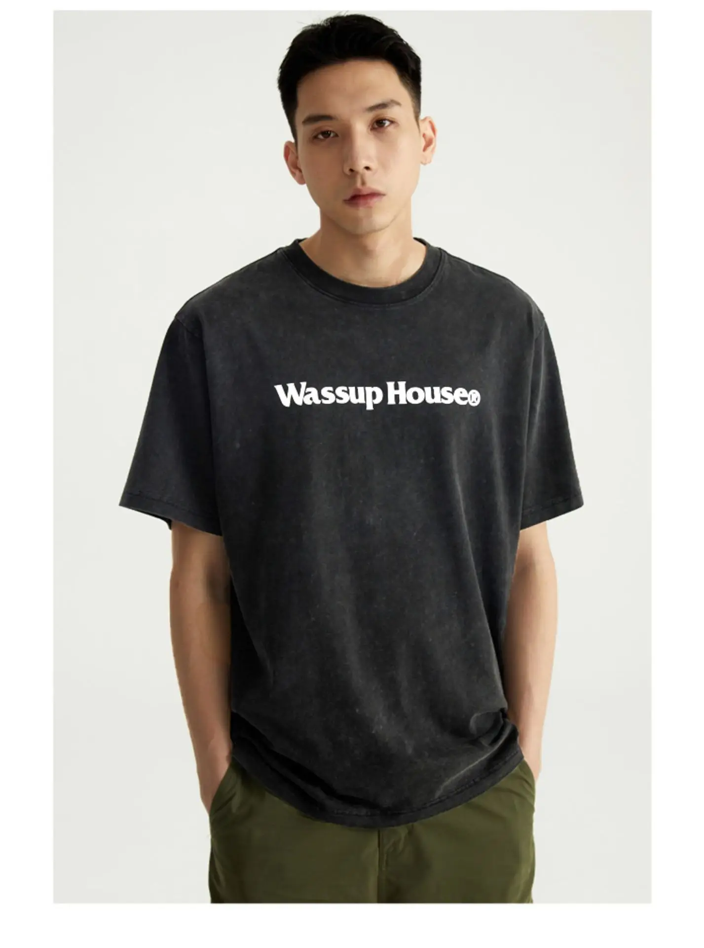 Wassup House Logo Printed Black T-Shirt Large — feature 9