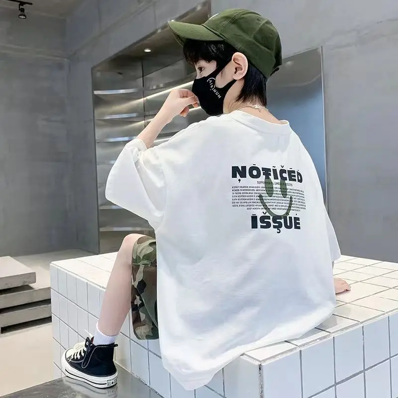 Boys Cotton T-Shirt Loose Fit Summer Casual Mid Large