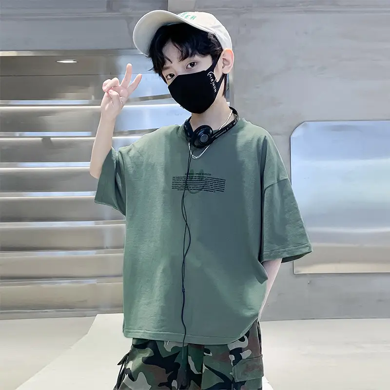 Boys Cotton T-Shirt Loose Fit Summer Casual Mid Large