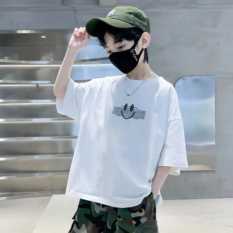 Boys Cotton T-Shirt Loose Fit Summer Casual Mid Large