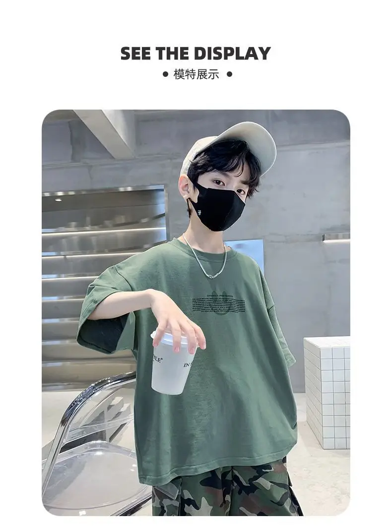 Boys Cotton T-Shirt Loose Fit Summer Casual Mid Large — feature 5