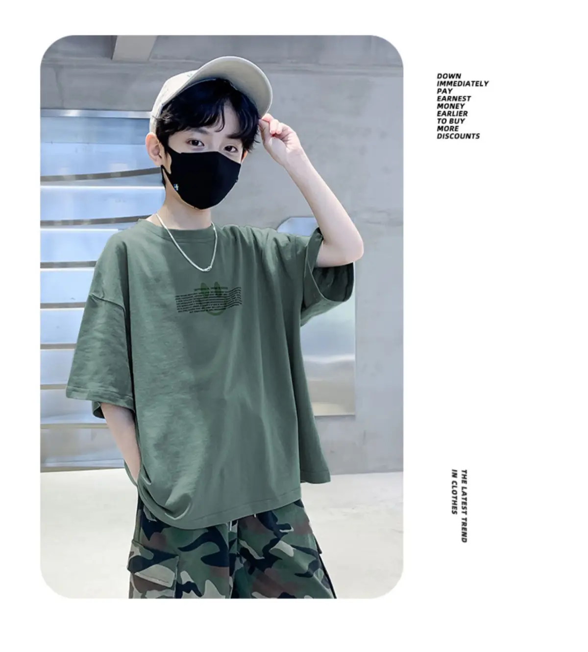 Boys Cotton T-Shirt Loose Fit Summer Casual Mid Large — feature 9