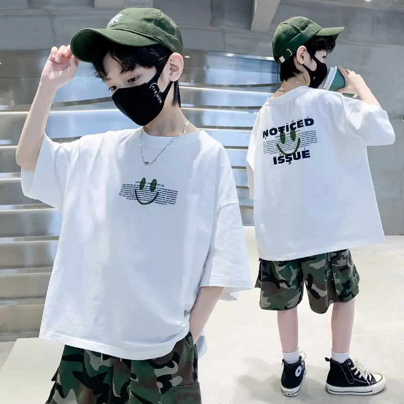 Boys Cotton T-Shirt Loose Fit Summer Casual Mid Large