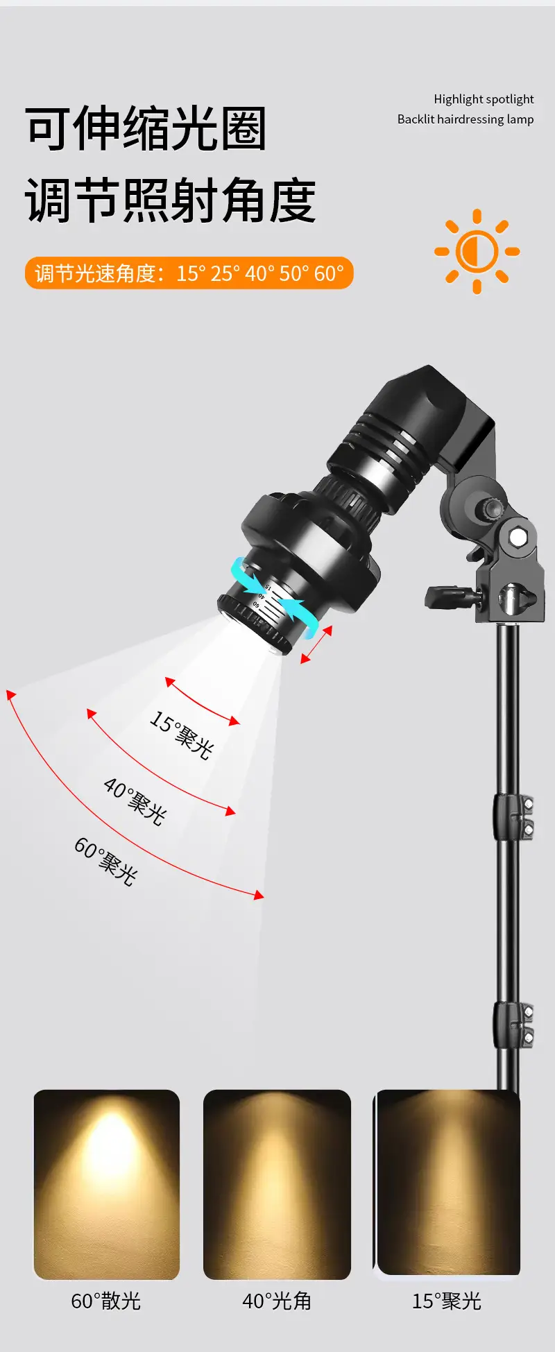 E27 Hair Wire Lamp Spotlight with Adjustable Focus — feature 3