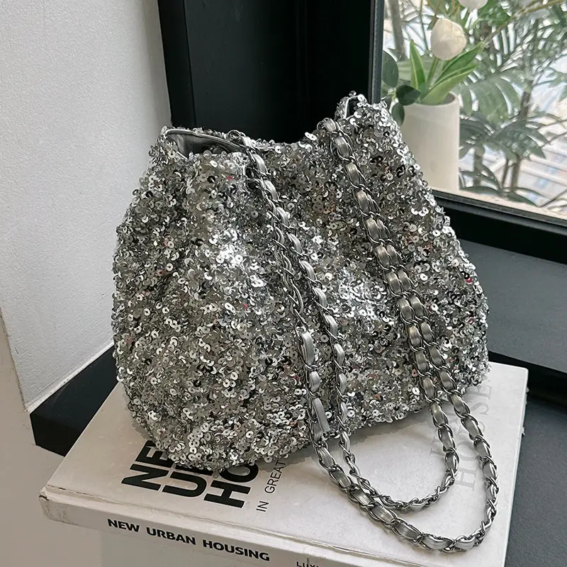 High-End Sequined Chain Shoulder Bag for Women