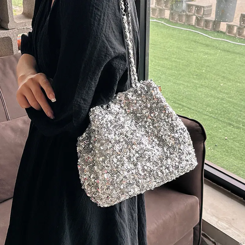 High-End Sequined Chain Shoulder Bag for Women
