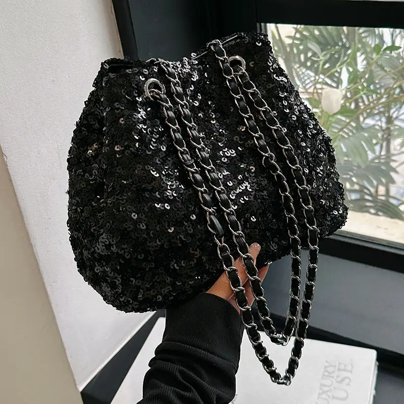 High-End Sequined Chain Shoulder Bag for Women