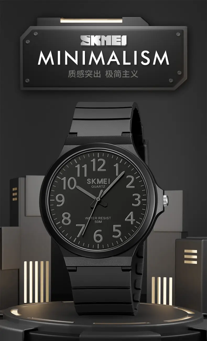 Skmei Black White Water Resistant Quartz Watch for Men Women — feature 4
