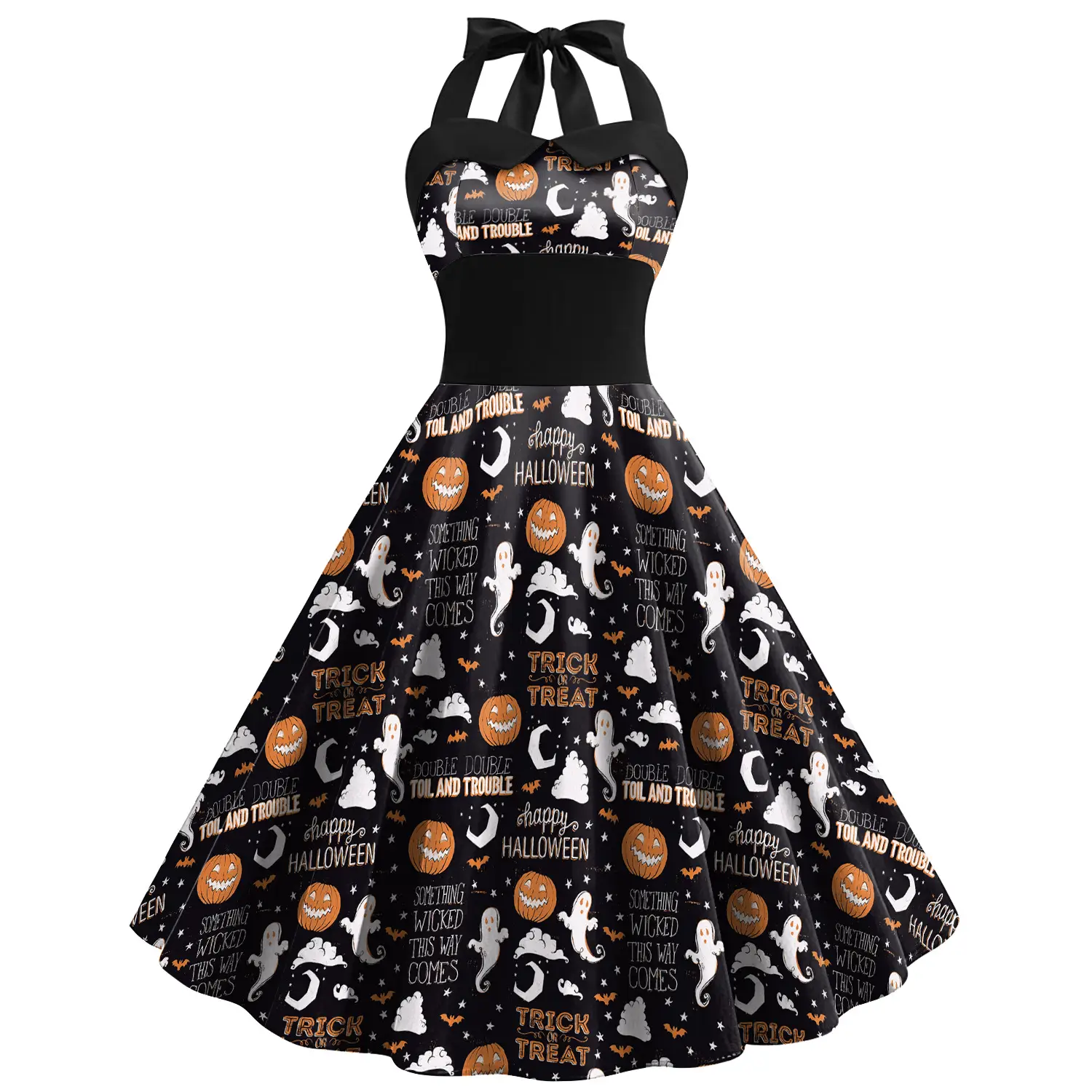 Halloween Skeleton Dress Women High Waist Skirt
