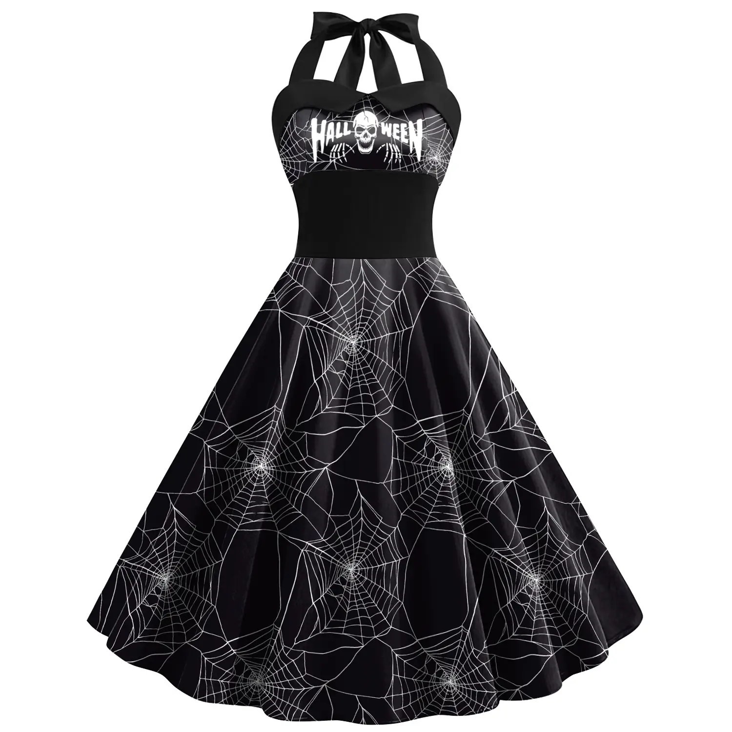 Halloween Skeleton Dress Women High Waist Skirt