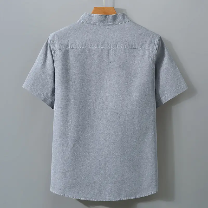 Men Navy Cotton Short Sleeve Button Shirt - Image 6