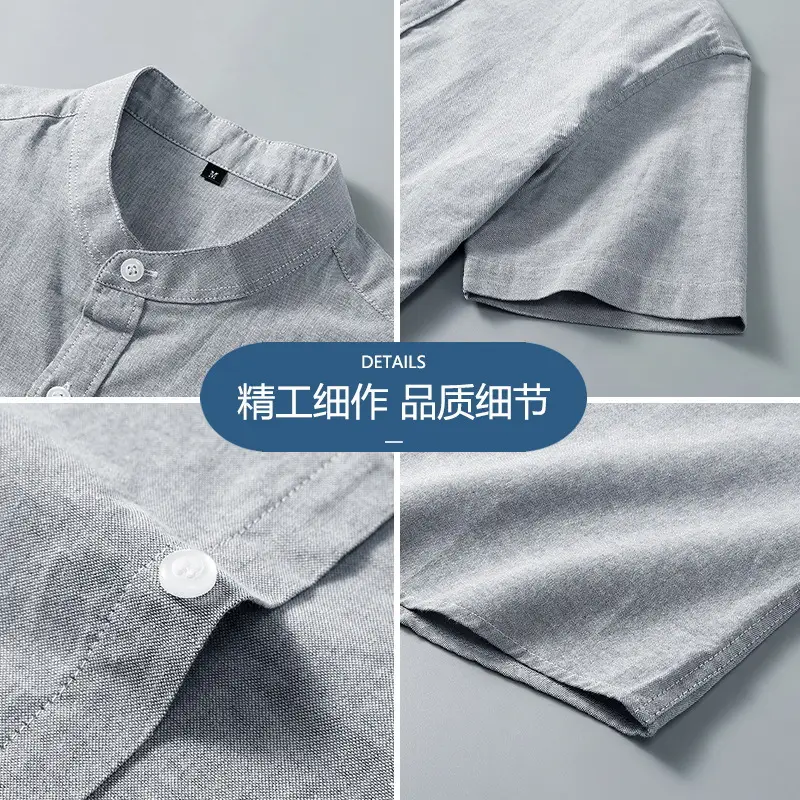 Men Navy Cotton Short Sleeve Button Shirt - Image 7