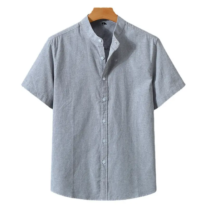 Men Navy Cotton Short Sleeve Button Shirt - Image 9