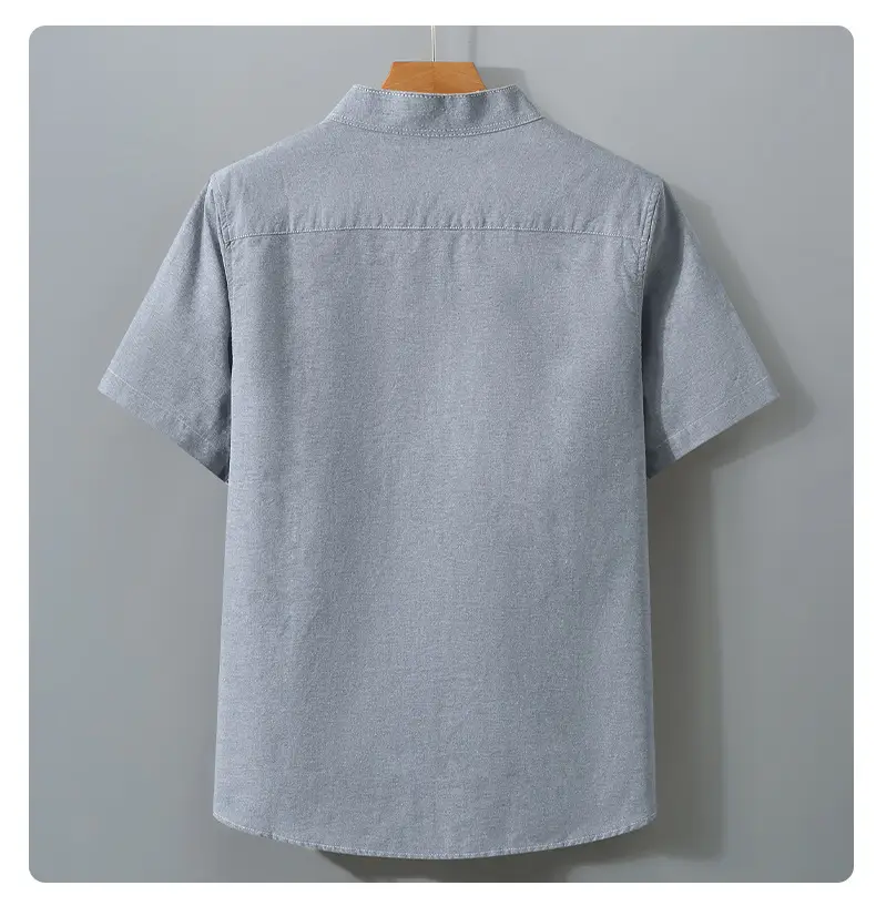 Men Navy Cotton Short Sleeve Button Shirt — feature 10