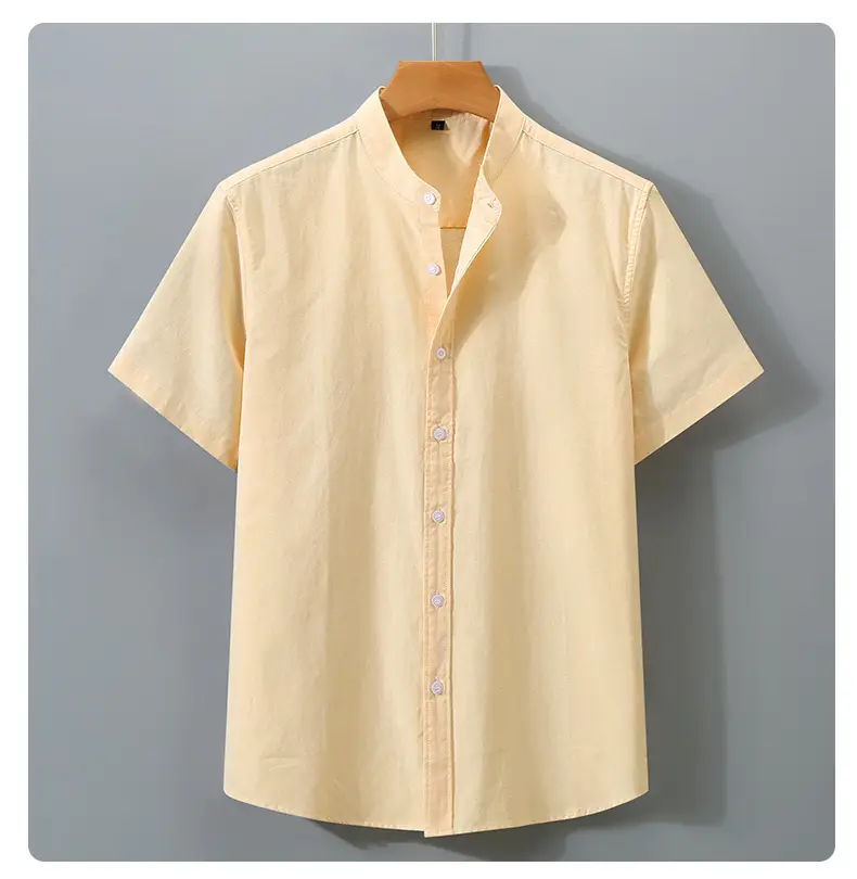 Men Navy Cotton Short Sleeve Button Shirt — feature 11