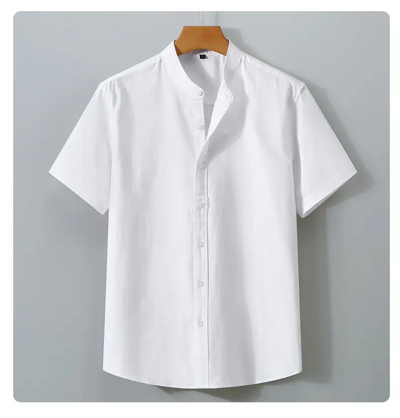 Men Navy Cotton Short Sleeve Button Shirt — feature 12