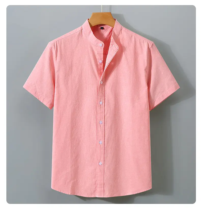 Men Navy Cotton Short Sleeve Button Shirt — feature 14