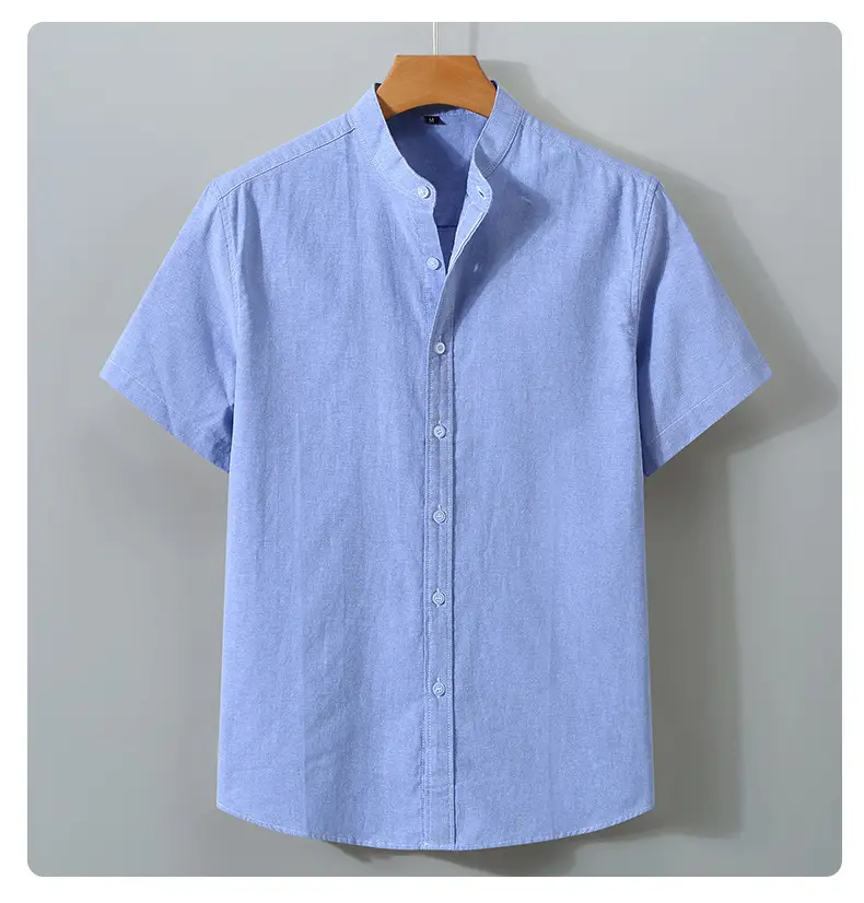 Men Navy Cotton Short Sleeve Button Shirt — feature 16